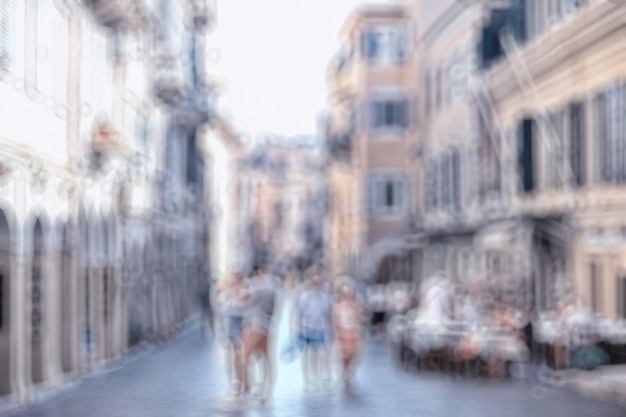 abstract pedestrian street background in europe, tourism concept blurred background