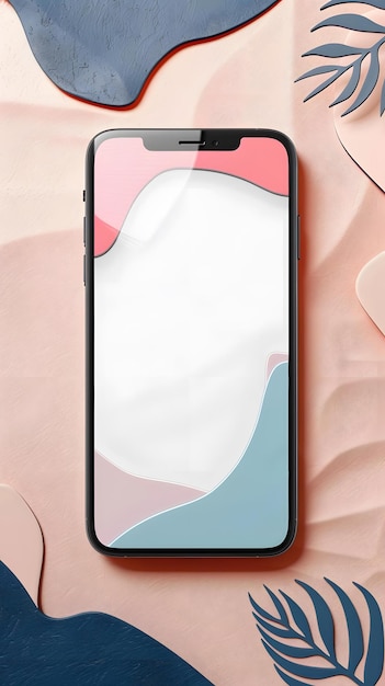 Abstract Phone Mockup On Peach Background