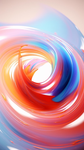 abstract photograph of a colorful swirl of paint on a white surface generative ai