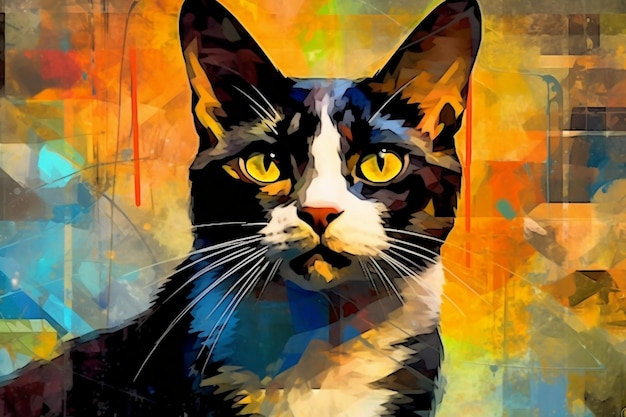 Abstract Picasso Cat Unique Posing Generative AI