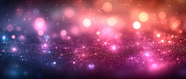 Abstract Pink and Blue Glitter Background with Bokeh Lights