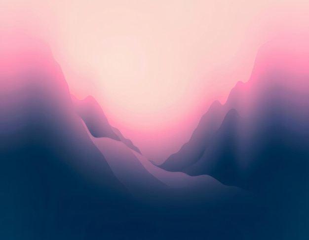 Photo abstract pink and blue mountain range with a soft sunset