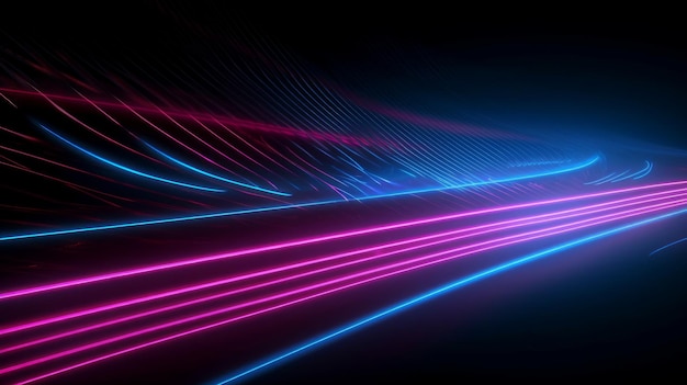 Abstract pink blue neon lines for background Generative AI