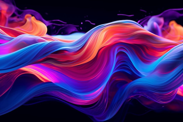 Abstract pink blue and neoncolored 3D style with wavy line shining in UV spectrum