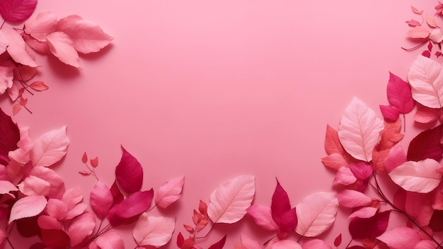 Abstract pink color background with pink color leaves design wallpaper