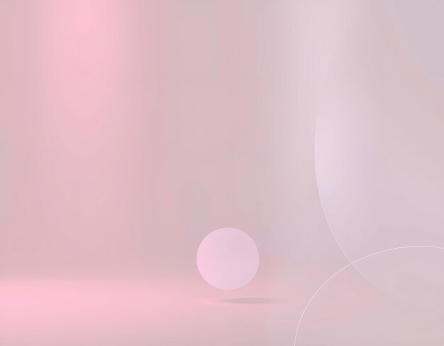 Abstract pink gradient background with a sphere and light