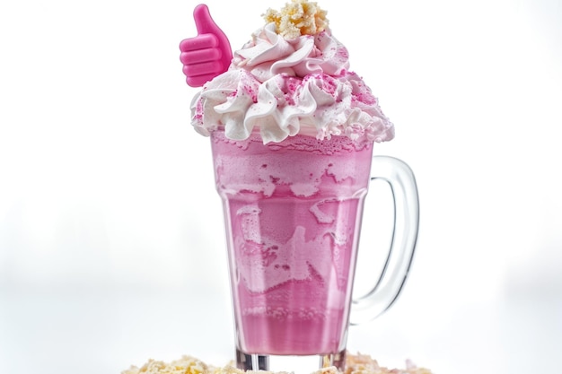 Abstract Pink Milkshake with Whipped Cream