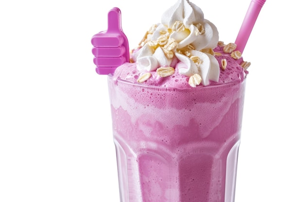 Abstract Pink Milkshake with Whipped Cream