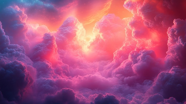 Abstract Pink and Orange Clouds with Stars