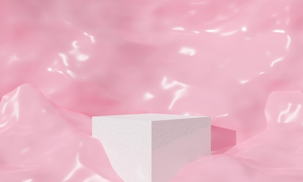 Abstract pink pastel background. Cute 3d rendering for pedestal, stage and display product.