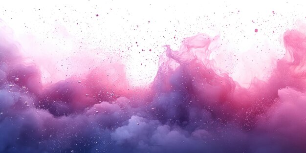 Photo abstract pink and purple swirling ink with bubbles