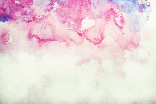 Abstract pink and purple watercolor decorative textured background with spots and stains.