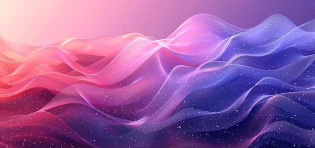 Abstract Pink and Purple Wavy Background with Shimmering Stars