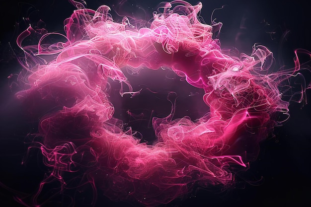 Abstract pink smoke ring black background octane