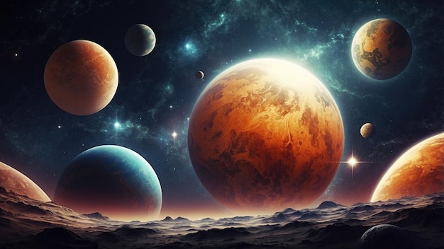 Photo abstract planets and cosmic space background