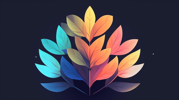 Abstract plant with leaves in different colors Generative AI