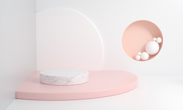 Abstract platform for show beauty cosmetic minimal style with pastel color, 3D rendering.