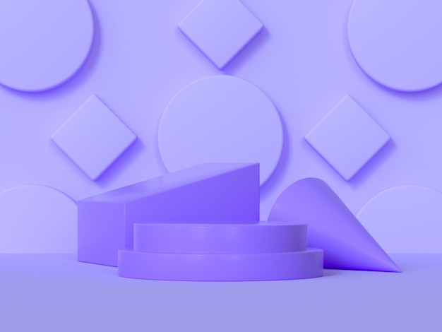 abstract podium purple scene geometric shape 3d rendering