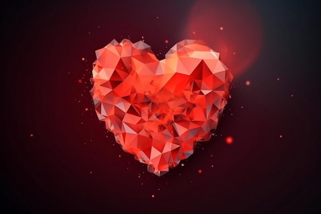 Abstract polygonal heart as Valentine and love background generative ai