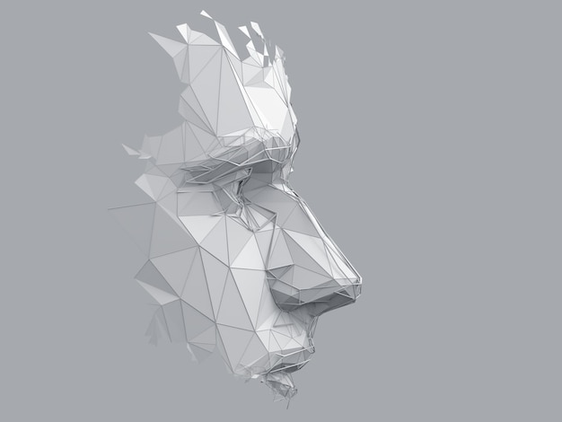 Abstract polygonal human face 3d illustration of a cyborg head construction artificial intelligence concept