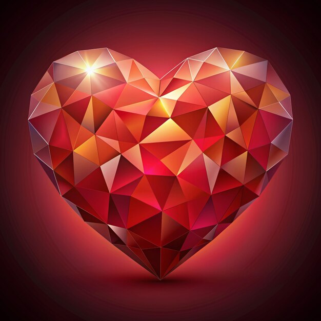 Photo abstract polygonal red heart love symbol lowpoly colorful style romantic background for valentines day copy space illustration