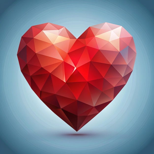 Photo abstract polygonal red heart love symbol lowpoly colorful style romantic background for valentines day copy space illustration