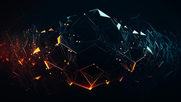 Abstract polygonal space low poly dark background with connecting dots and lines Connection structure