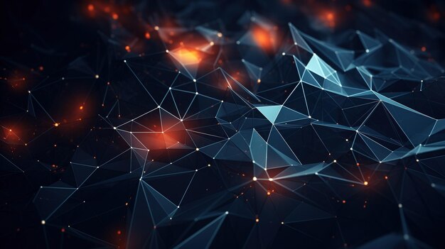 Abstract polygonal space low poly dark background with connecting dots and lines