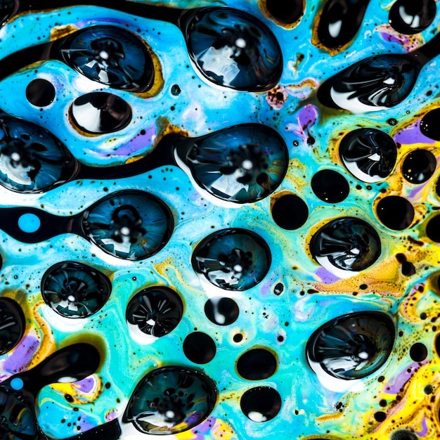 Abstract POP ART. Style incorporates swirl, artistic design with Purple and Blue oil colors or watercolour forming amazing intricate structures with ferrofluid.