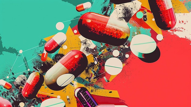 Photo abstract pop color illustration of global pharmaceutical trade