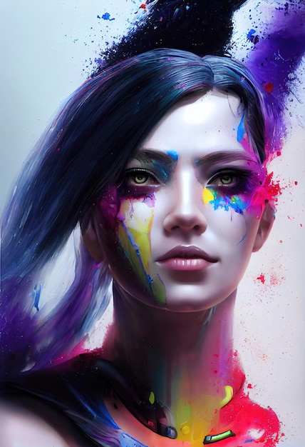 Abstract portrait of a beautiful fictional girl Fashionable cute woman Creative beautiful girl