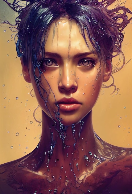 Abstract portrait of a beautiful fictional girl Fashionable cute woman Creative beautiful girl