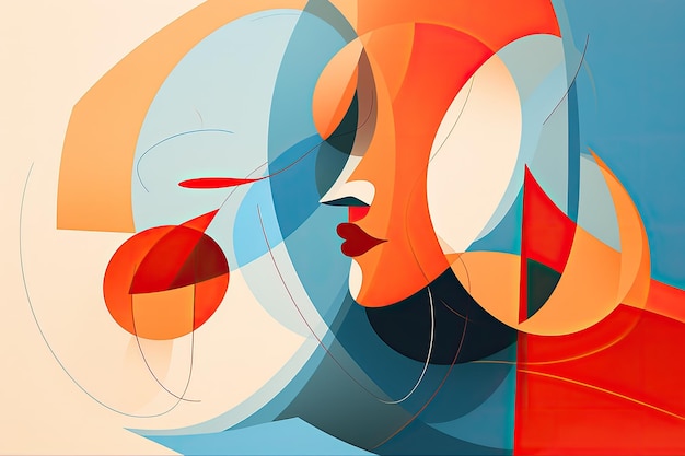 Abstract portrait of a beautiful woman combined with geometric shapes illustration Abstract contemporary minimalism cubism art abstractionism style illustration AI Generated