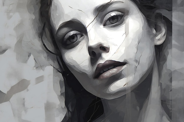 Abstract portrait of a beautiful young woman Digital painting