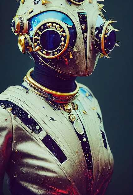 Abstract portrait of a fantasy steampunk man Hightech futuristic man Concept of virtual reality