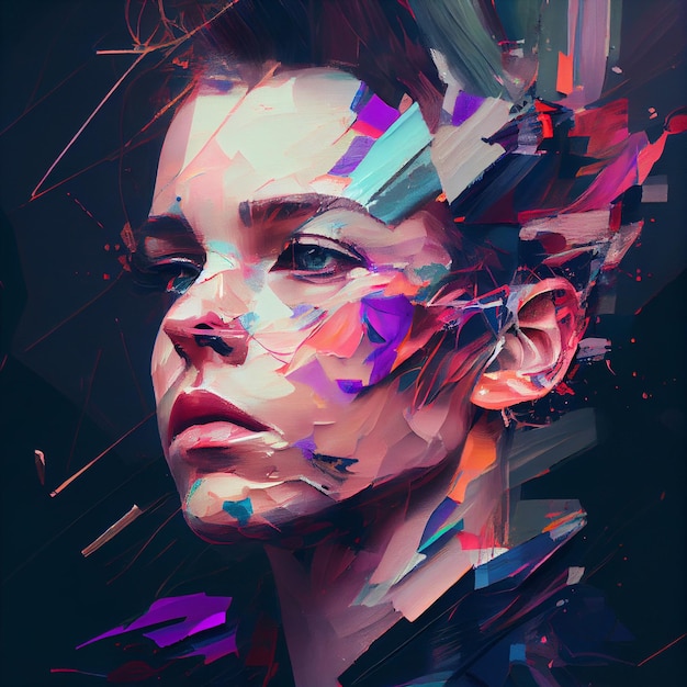 Abstract portrait of man with glitch effect illustration Generative AI