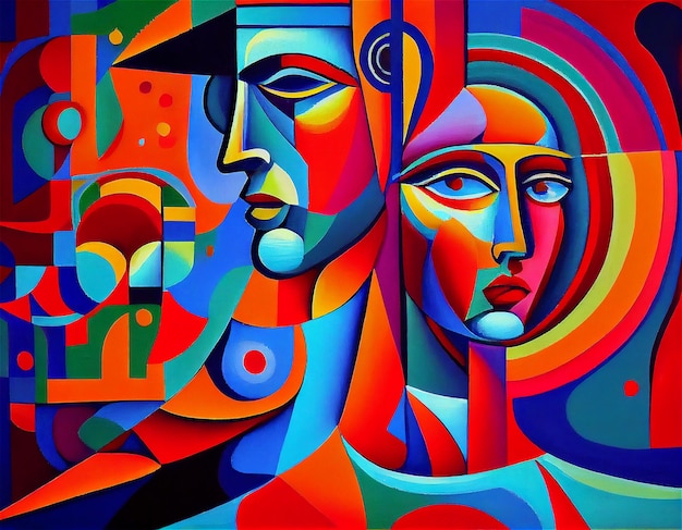 Abstract portrait of a man and a woman