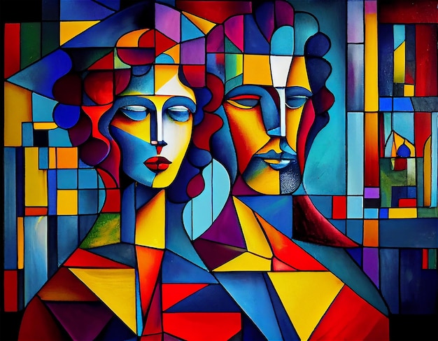 Abstract portrait of a man and a woman