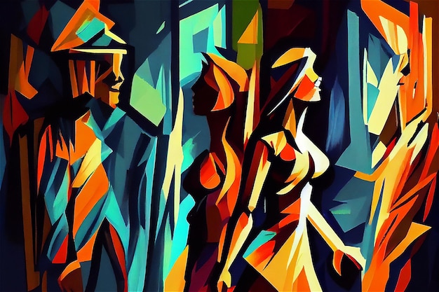 Abstract portrait of a man and a woman