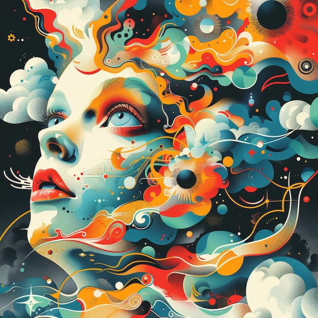 Abstract Portrait with Cosmic Details