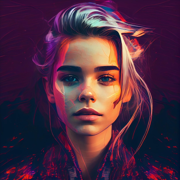 Abstract portrait of woman with glitch effect illustration Generative AI