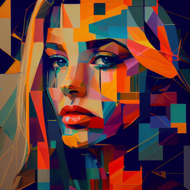 Abstract portrait of woman with glitch effect illustration Generative AI