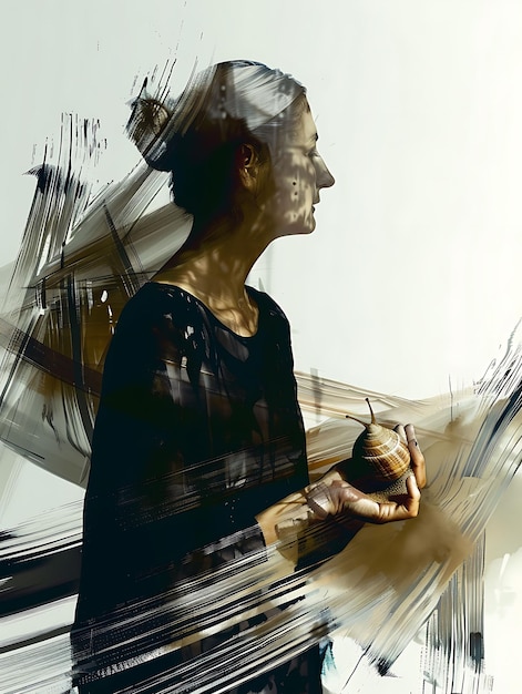 Photo abstract portrait of a woman with a snail