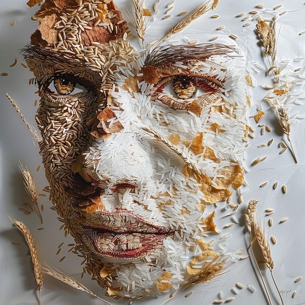 Abstract Portraits Using Rice Wheat and Maize