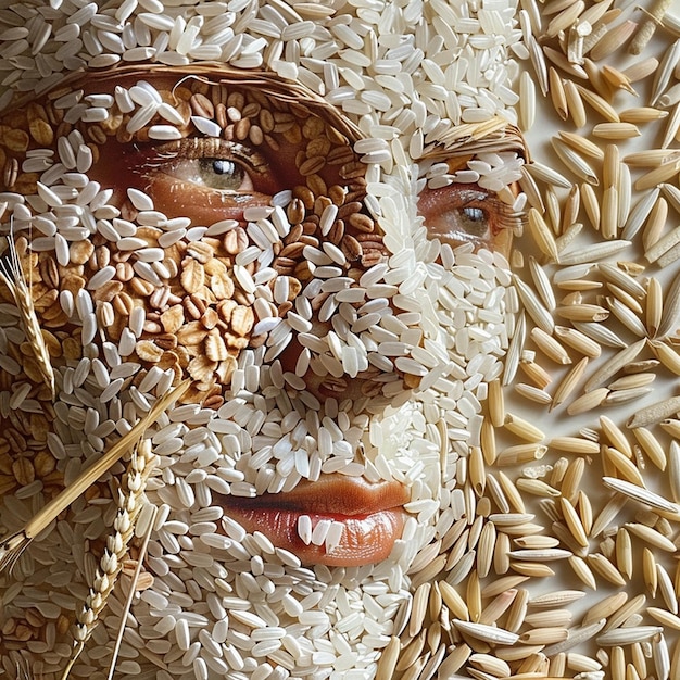 Abstract Portraits Using Rice Wheat and Maize