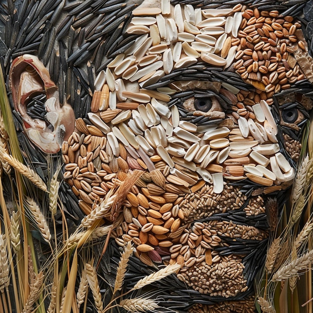 Abstract Portraits Using Rice Wheat and Maize