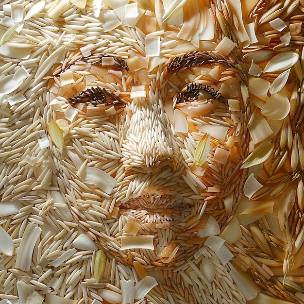 Abstract Portraits Using Rice Wheat and Maize