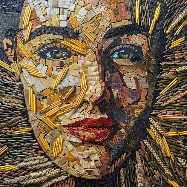 Abstract Portraits Using Rice Wheat and Maize