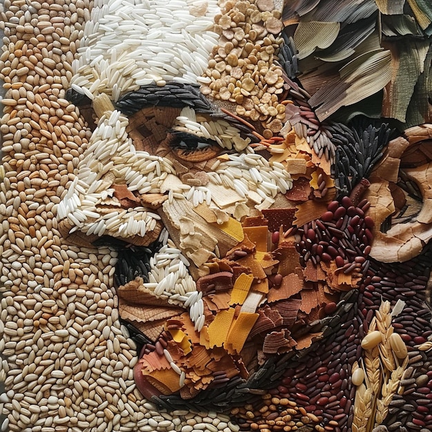 Abstract Portraits Using Rice Wheat and Maize