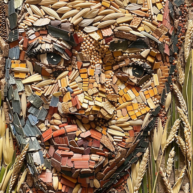 Abstract Portraits Using Rice Wheat and Maize